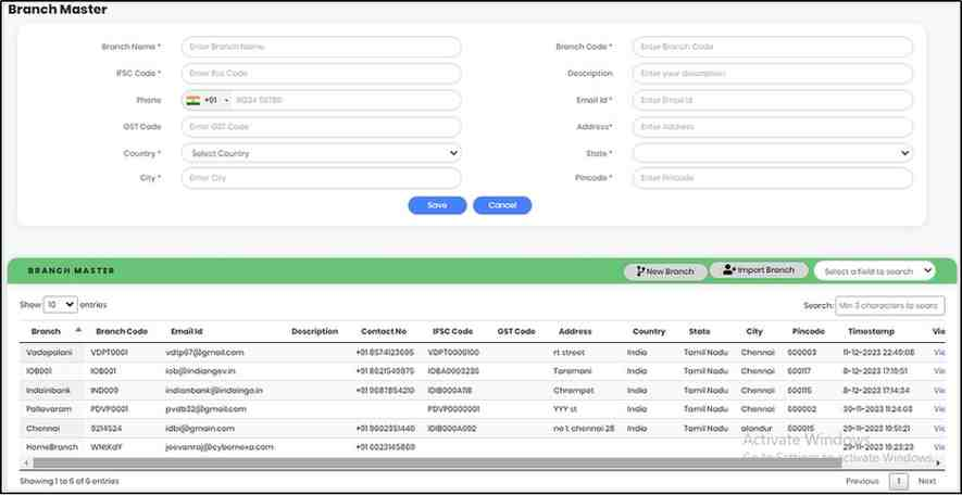 Adding a new Branch Screen - CyLock